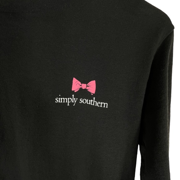 Simply Southern Collection Black Long Sleeve 100% Cotton T Shirt w/Turtle Small - Picture 4 of 8